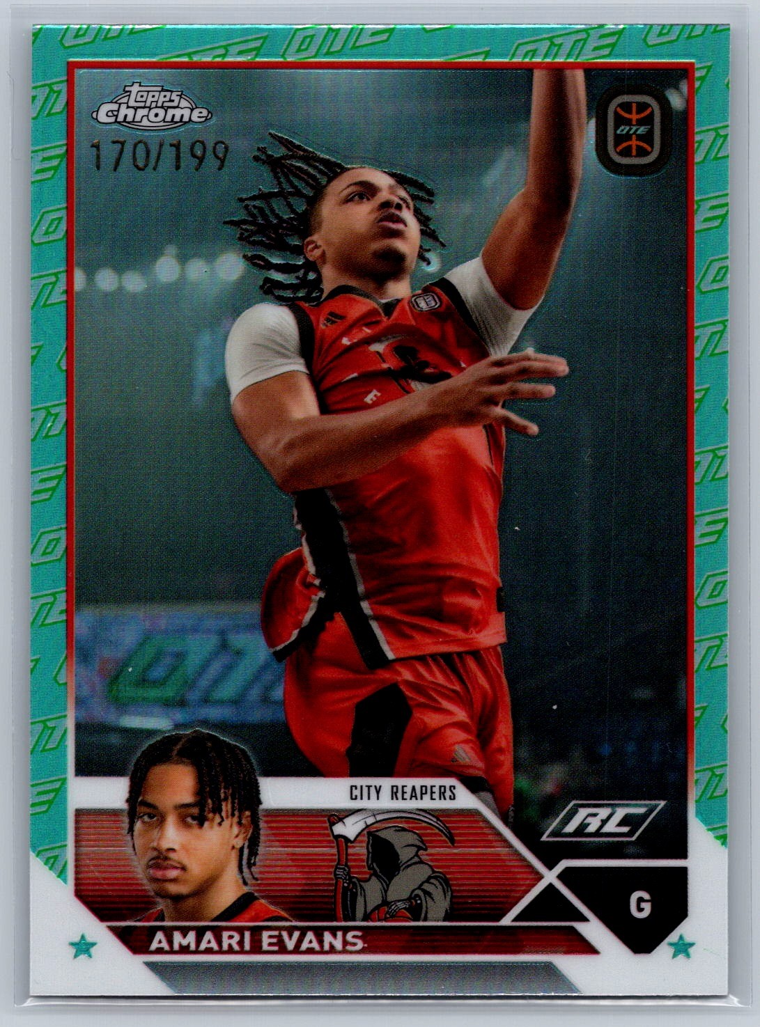 Amari Evans 2024 Topps Chrome OTE #32 Rookie Aqua OTE /199