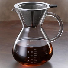 Pour Over Coffee Maker - 20 Oz (600ml) Borosilicate Glass Carafe - Standard 