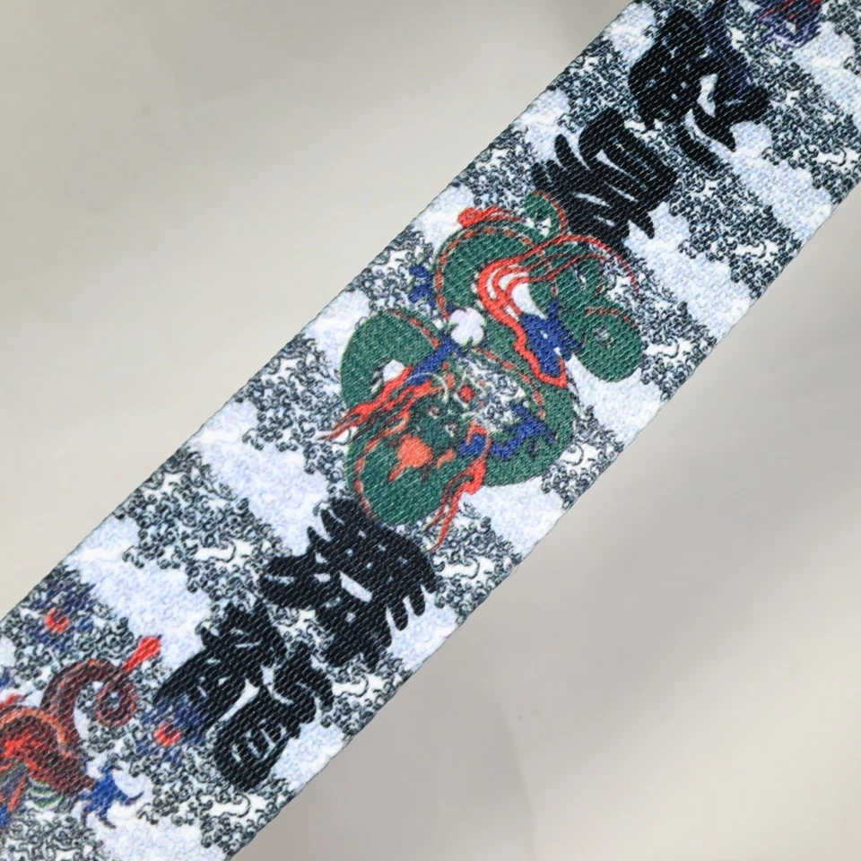 Correa de guitarra de diseño ZinX vintage "Dragons", Japón - X-Long 66", extremos de cuero Foto 4 de 4