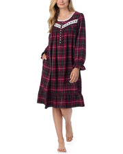 Nwt 74 Eileen West HOLLYBERRY PLAID Cotton Rayon FLANNEL 42" Waltz Nightgown M