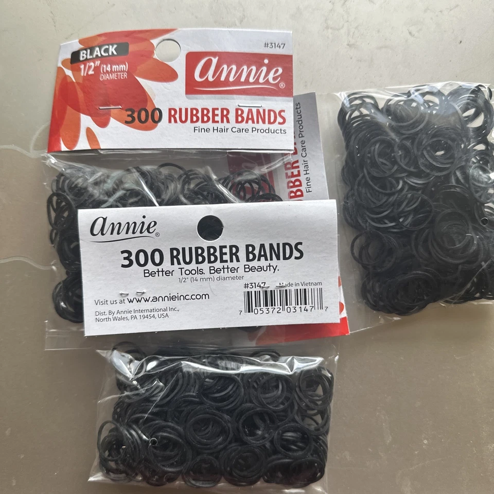 "Paquete de 3 bandas elásticas Annie's 300 quilates tamaño pequeño 1/2"" negras" Foto 3 de 3