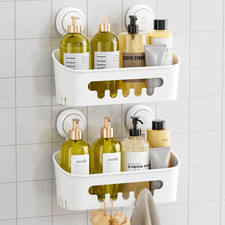 Shower Caddy Suction Cup 2 Pack, Heavy Duty Bathroom Organizer, Removable Shelve