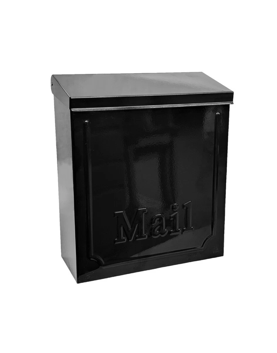 Architectural Mailboxes Amboy Wall-Mounted Mailbox – Rust-Resistant Galvanized Steel, Medium Size, Black Powder-Coated Finish