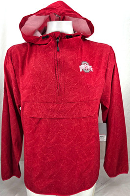 NEW Ohio State Buckeyes Colosseum Red 1/2 Zip Hooded Anorak Jacket Men's L