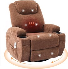 360  Swivel Recliner Chair with Massage  Heat: Glider Rocker for Living Room