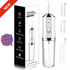 Electric Water Flosser Cordless for Teeth 3Modes 4 Tips Cleaning Flossing Dental