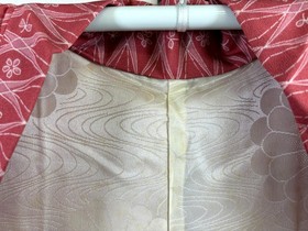 Vintage Japanese Haori Kimono Jacket Coral Pink Lattice Diamond Floral