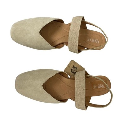 NWT Born Coco Slingback Comfort Flat Tan Leather Suede Closed Toe Shoe Size 11