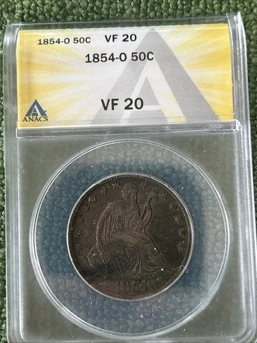 1854-O Seated Liberty Half Dollar 50c ANACS VF35 - Original!