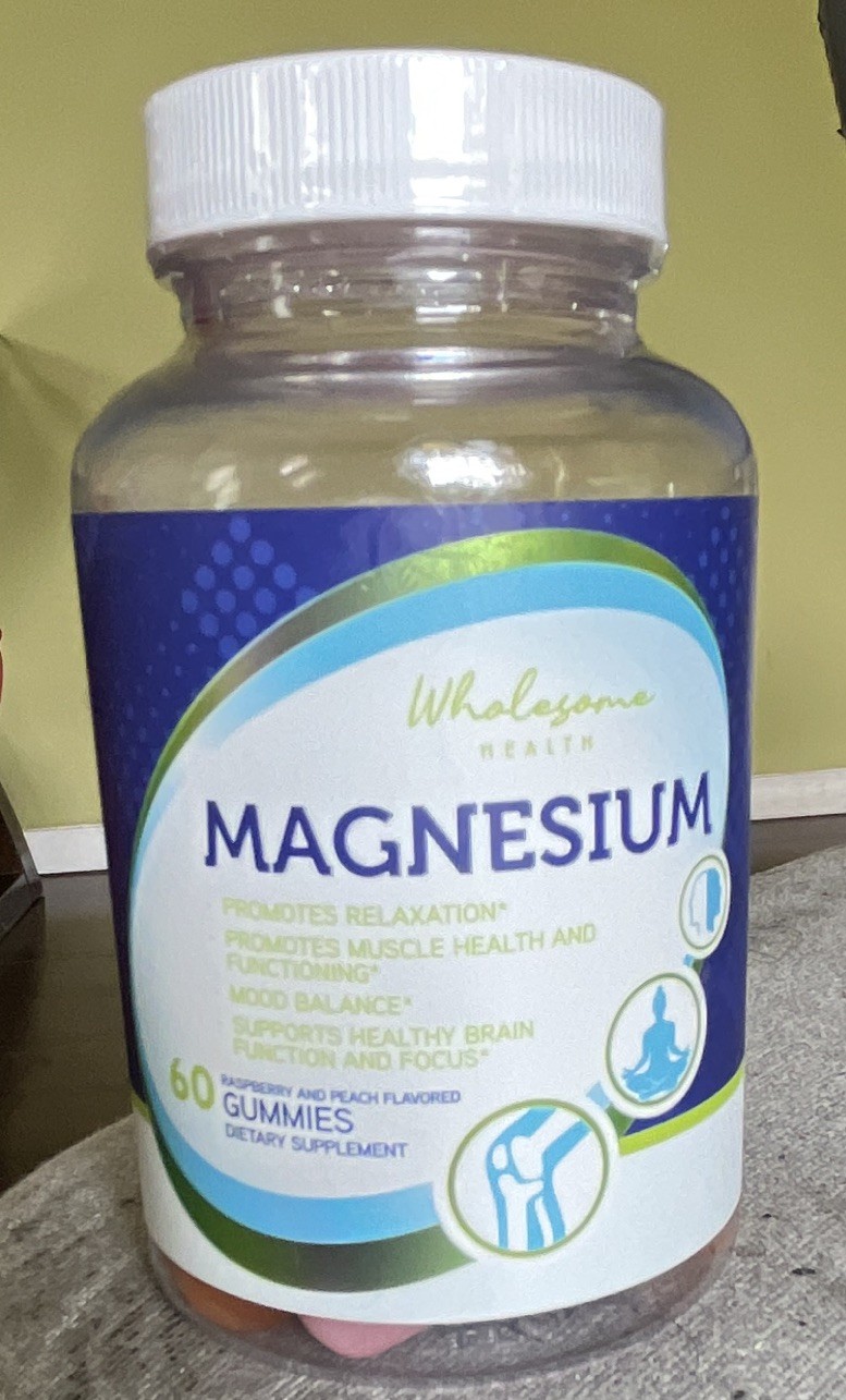 Wholesome Health Magnesium Citrate Gummies Raspberry Peach 60 Adult made in USA