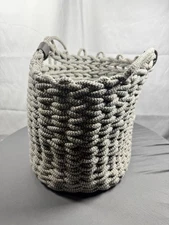 Project 62 Handcrafted 8" x 9" Coiled Rope Fishtail Weave Basket