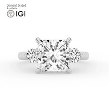 Princess Diamond Trilogy Ring Platinum Labgrown 5.60 Ct Solitaire