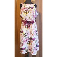 Dressbarn size 14 pink floral print cottagecore sleeveless dress 