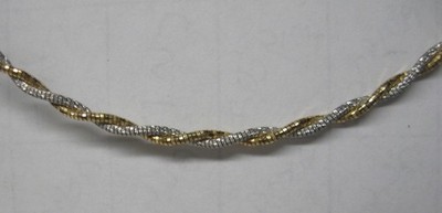 14K MASSIVES GOLD 18'' GEFLOCHTENE ZWEIFARBIGE FLEXIBLE HALSKETTE KETTE 6,8 GRAMM SCHÖN ITALIEN