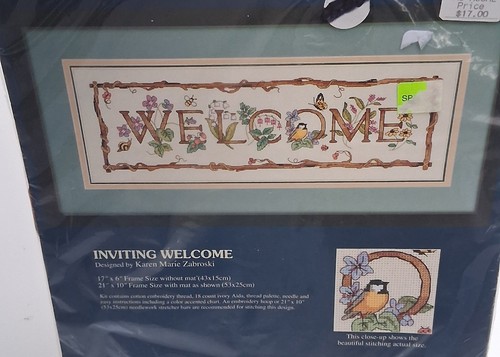 Sunset Inviting Welcome Counted Cross Stitch Kit Floral Bird #13629 NOS Vtg 90s - Picture 3 of 7