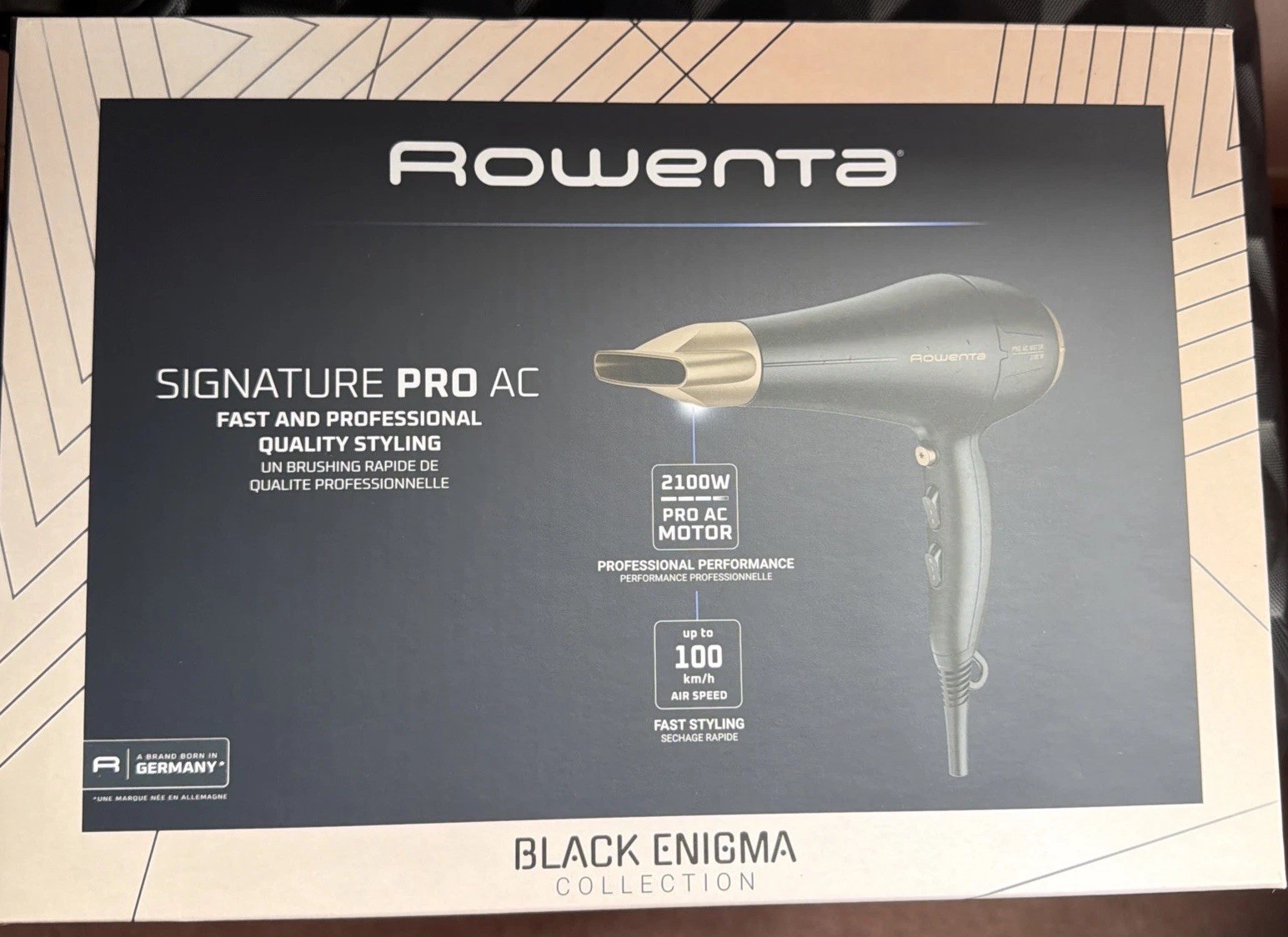 Sèche-cheveux Rowenta Signature Pro AC 2100W puissant noir Black Enigma