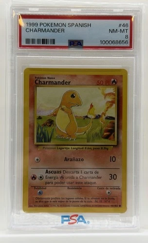 1999 Pokemon SPANISH Unlimited Base Set Charmander 46/102 PSA 8