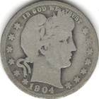 1904-O, 25 cent, Barber silver quarter (U.S. COIN, MONEY, COLLECTIBLE)
