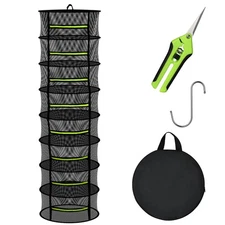 MEKOLIFE 8 Layer Large Capacity Herb Drying Rack, Collapsible Hanging Mesh Ne...