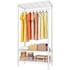 3-Tier Heavy Duty Garment Rack Metal Wire Shelf Closet Clothing Hanging Rod