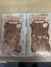 3 Metallic PinkFoil Fringe Curtain Backdrop Party Decor Photo Support 3ft x 8ft