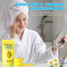 Turmeric Kojic Acid Cleansing Pads,Exfoliating Face Scrub Pads, Deep Cleansing F