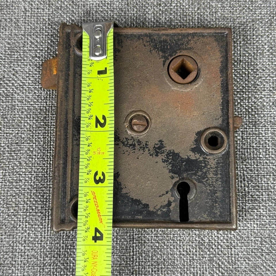 Antigua perilla de puerta victoriana de porcelana marrón con cerradura de mortaja herrajes vintage Foto 4 de 4