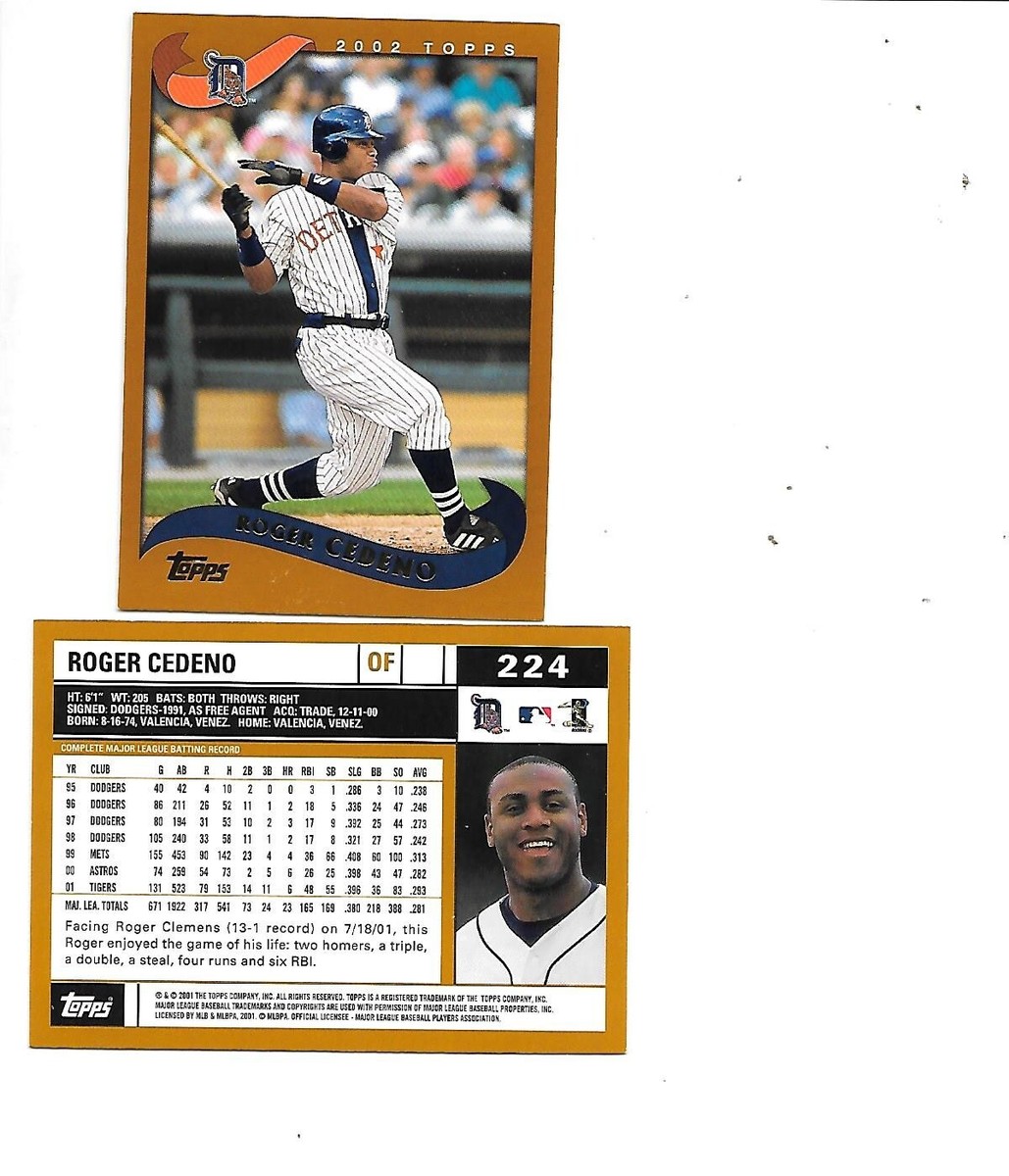 Roger Cedeno 2002 Topps Series 1 Baseball Card #224 Lot of 2