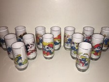 Juego completo de 14 vasos vintage Pitufo 1982 8 vasos 1983 6 vasos