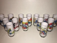 Smurf Vintage Glasses Complete Set Of 14 1982 8 Glasses 1983 6 Glasses