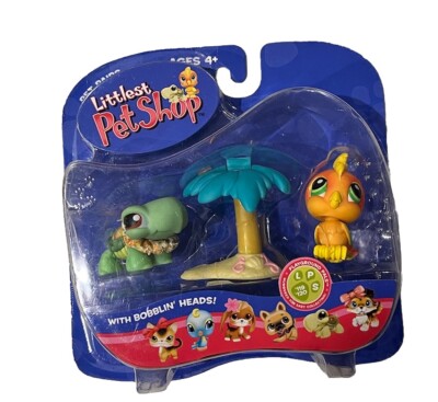 Littlest Pet Shop 2005 Orange Toucan Green Turtle Lei Palm Tree 119 120 New