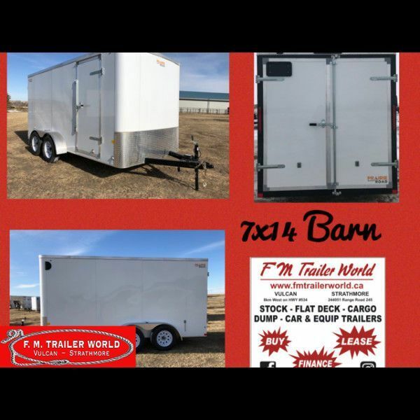 2022 Prairie Road 7x14 Cargo Trailer Tandem White Barn Doors 2x3500 lb Axles Tax Included