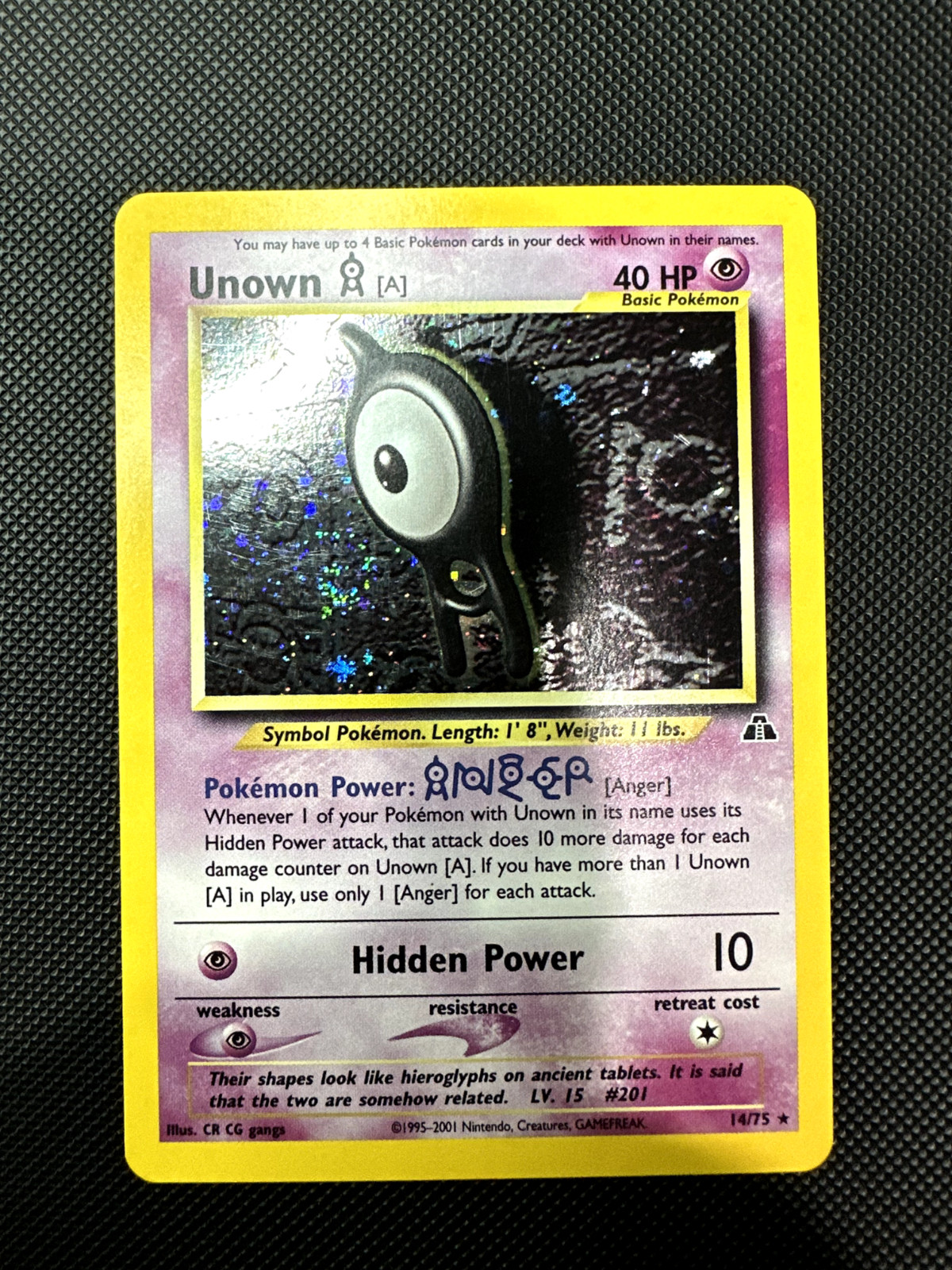 Pokemon TCG - Unown [A] 14/75 Holo Rare - Neo Discovery NM
