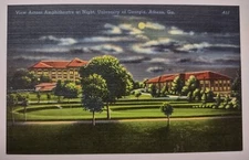 University of Georgia Amphitheatre at Night Athens Linen Postcard b