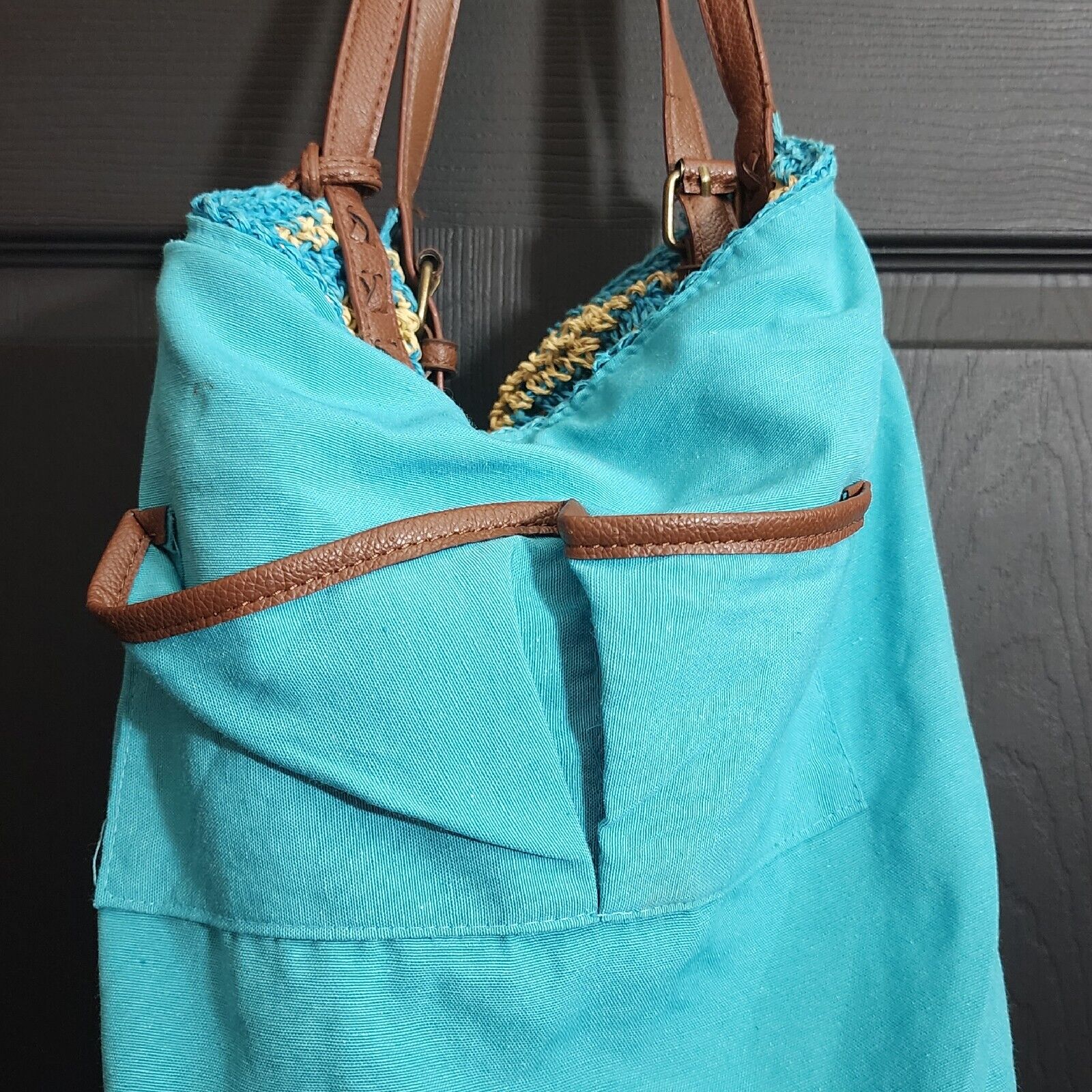 Lucky Brand Natural/Turquoise 'Sierra' Straw Shou… - image 22