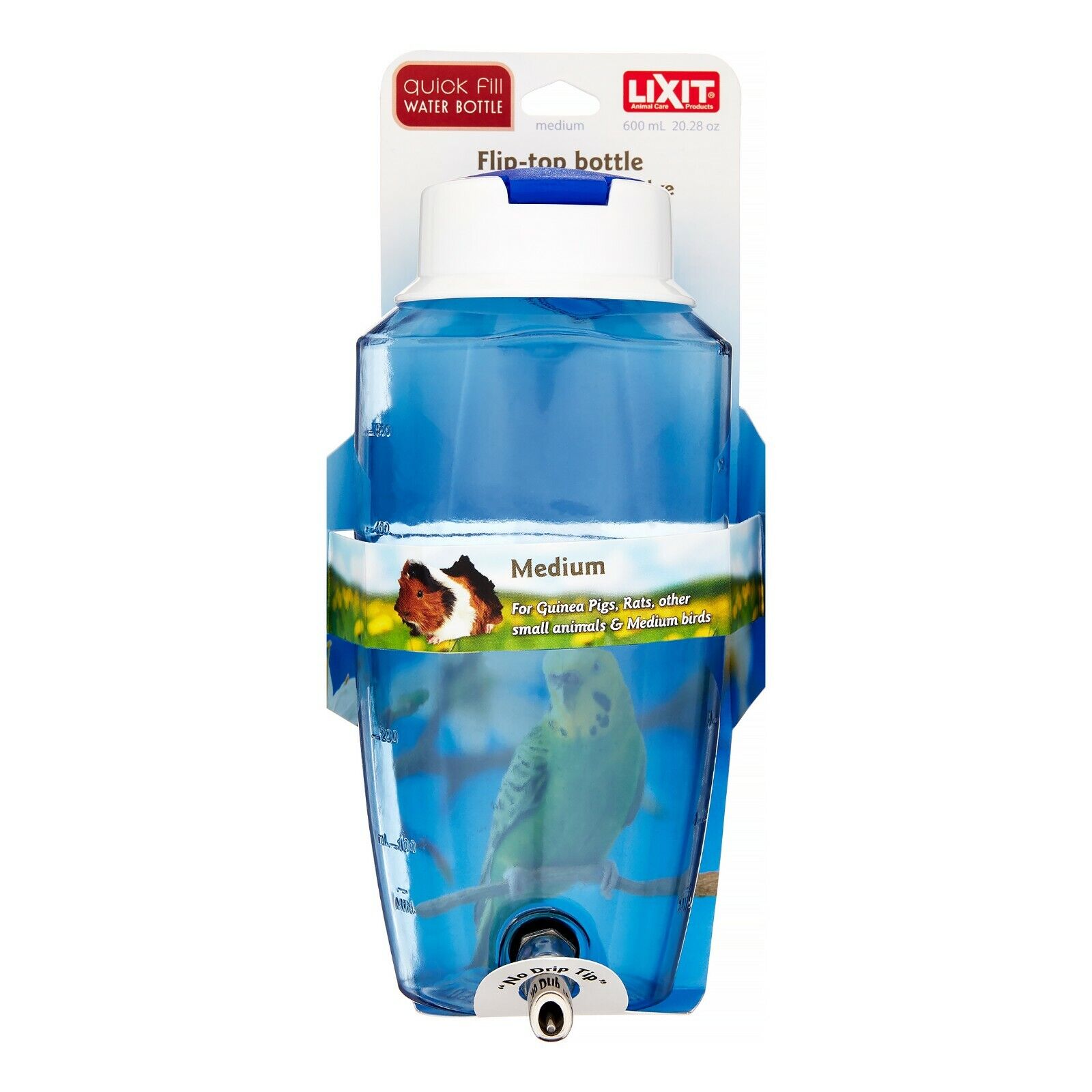 Pet Water Bottle Lixit Quick Fill Bird and Small Animal Bottle Medium 20 oz