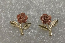 New 14k Yellow and Red Gold Rose Earrings