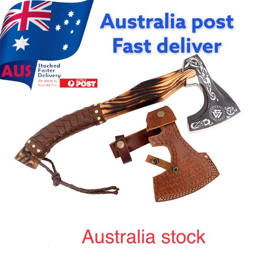Handmade Camping Axe with leather cover a unique patteren hatchet - Foto 1 di 4