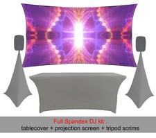 DARK GREY Spandex Full dj kit . tablecloth + tripod scrims + projection screen
