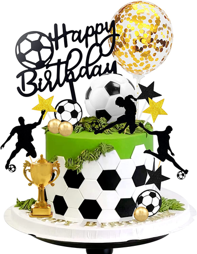 28 PCS Soccer Cake Topper Soccer Ball Player Cake Decorations for Soccer Birthda