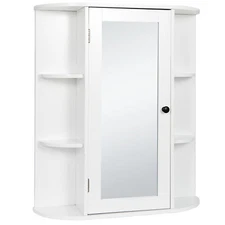Bathroom Cabinet with Mirror Door Wall Mount Storage Shelf Organizer White