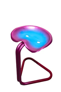 The Alien Stool 1 - Metal Stool in Purple with a Blue Accent - 40x41x52cm