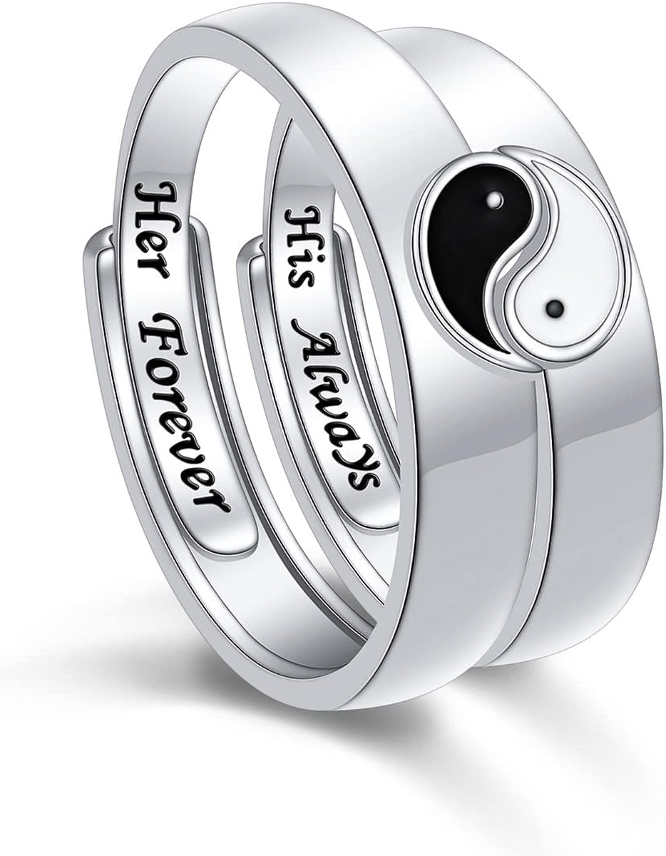 Yang Couple Rings Yin And Yang Wedding Rings Adjustable Matching