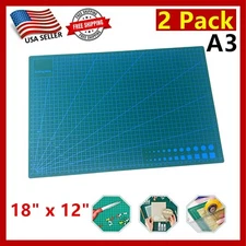 2 Pack A3 Self Healing Cutting Mat Non Slip Printed Grid Line Knife Board Crafts
