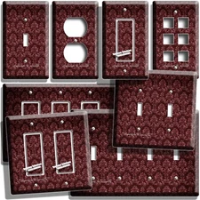 VICTORIAN ERA ANTIQUE BURGUNDY FLORAL LIGHT SWITCH OUTLET WALL PLATES ROOM DECOR