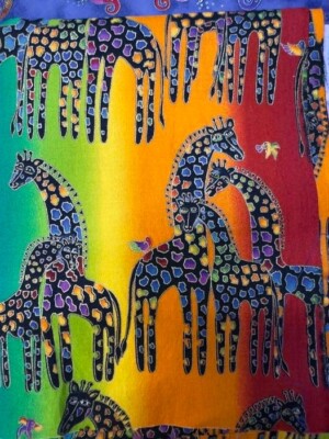 Laurel Burch Fabric Jungle Songs Giraffe Rainbow FQ's Fat Quarter