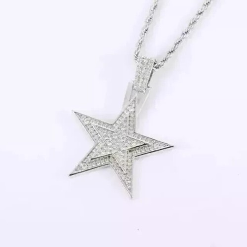 2Ct Round Cut Lab-Created Women's Star Pendant 14k White Gold Plated Silver - Picture 4 of 4