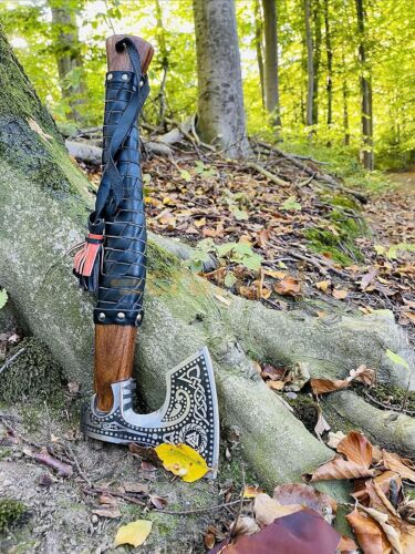 Handmade Viking Axe Carbon Steel Blade Rosewood Hunting Camping Outdoor Norse AU - Picture 3 of 7