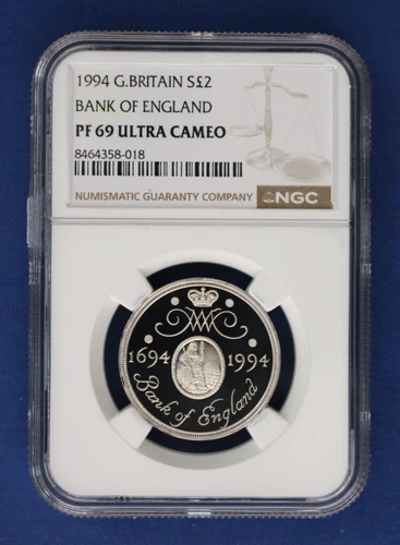 1994 Silver Proof £2 coin "Bank of England" NGC Graded PF69 with Case & COA