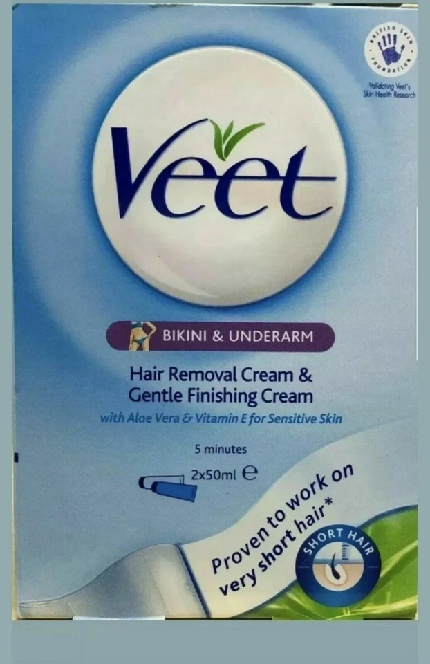 Veet Bikini & Achsel Haarentfernungscreme & sanfte Finishingcreme 2x 50ml